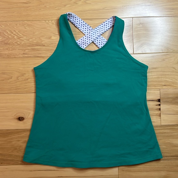 lululemon athletica Tops - Lululemon Green Blue Polka Dot Wet Dry Warm Tank Top | Size 10 or 12